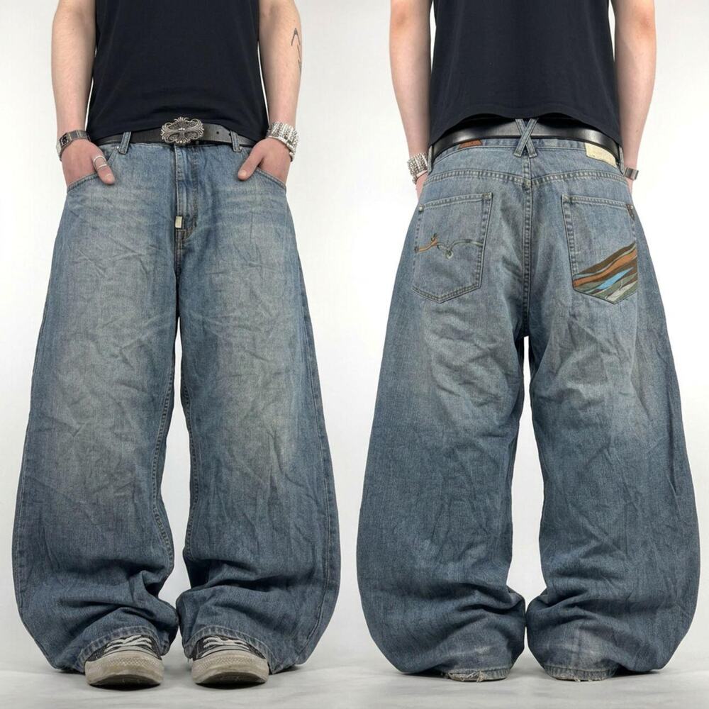 Vintage y2k rare archive baggy wide leg stonewash skater grunge lrg jeans